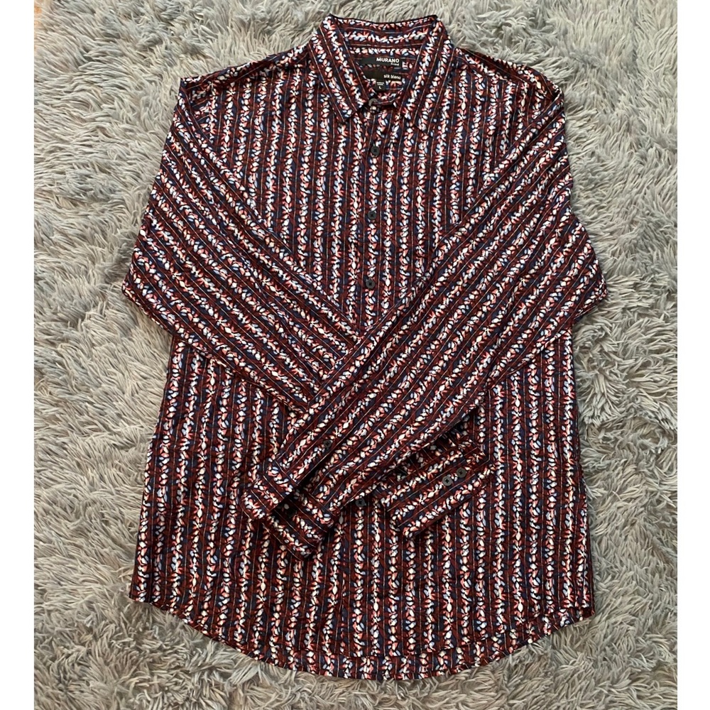 Murano Fitted Silk Blend Button Down